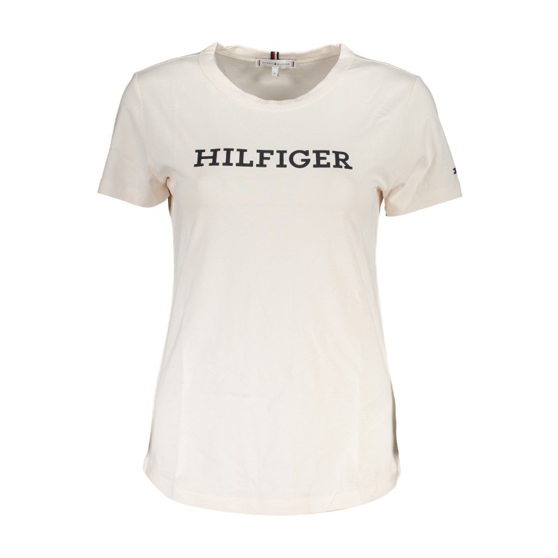 TOMMY HILFIGER T-SHIRT MANICHE CORTE DONNA BEIGE