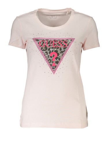 GUESS JEANS T-SHIRT MANICHE CORTE DONNA ROSA