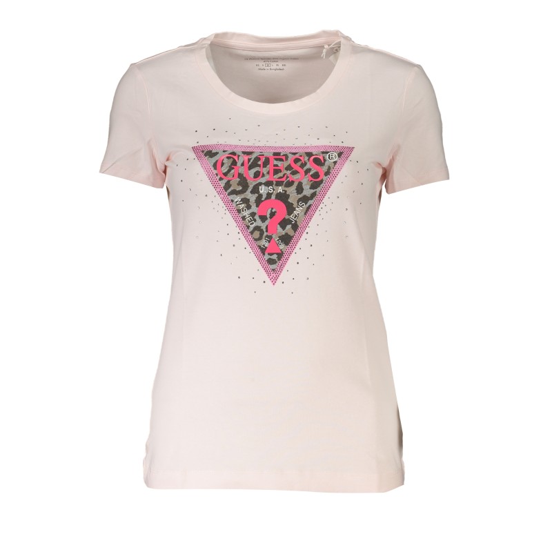 GUESS JEANS T-SHIRT MANICHE CORTE DONNA ROSA