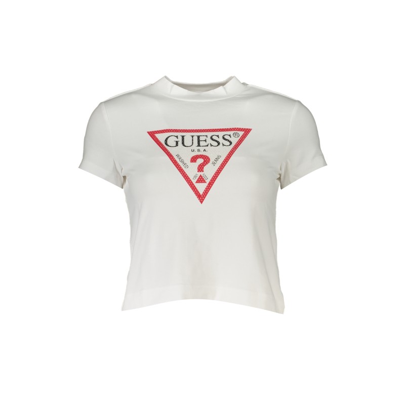 GUESS JEANS T-SHIRT MANICHE CORTE DONNA BIANCO