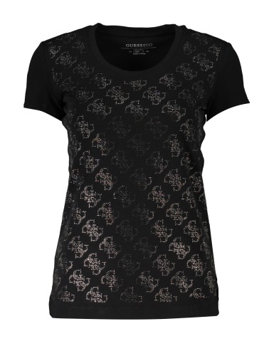 GUESS JEANS T-SHIRT MANICHE CORTE DONNA NERO