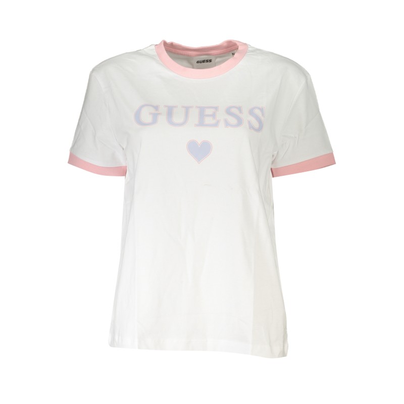 GUESS JEANS T-SHIRT MANICHE CORTE DONNA BIANCO