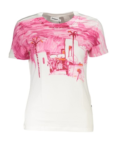 DESIGUAL T-SHIRT MANICHE CORTE DONNA BIANCO