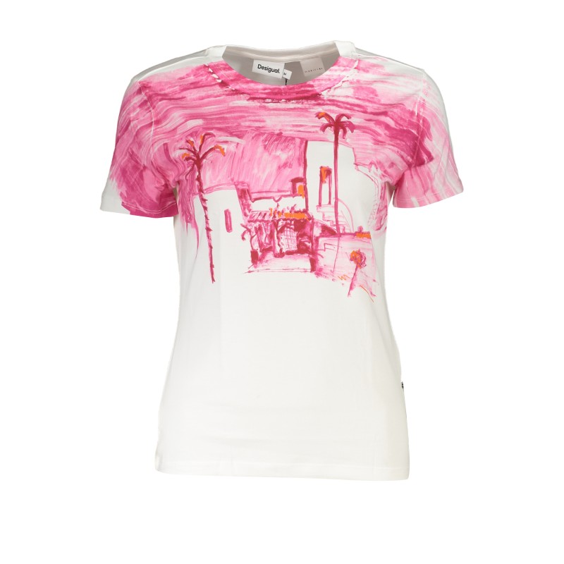 DESIGUAL T-SHIRT MANICHE CORTE DONNA BIANCO