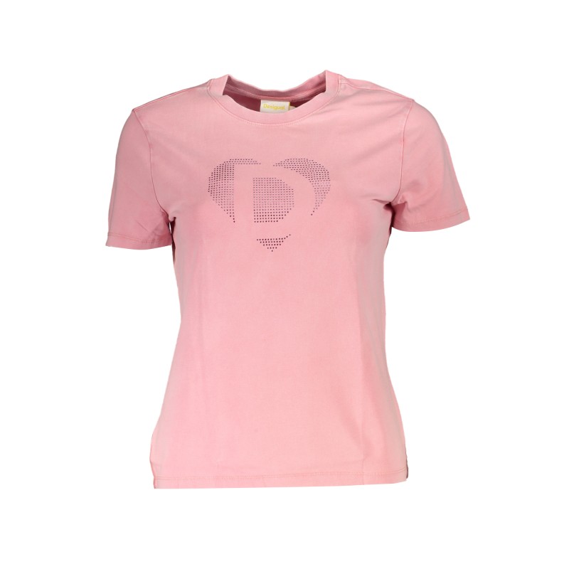 DESIGUAL T-SHIRT MANICHE CORTE DONNA ROSA